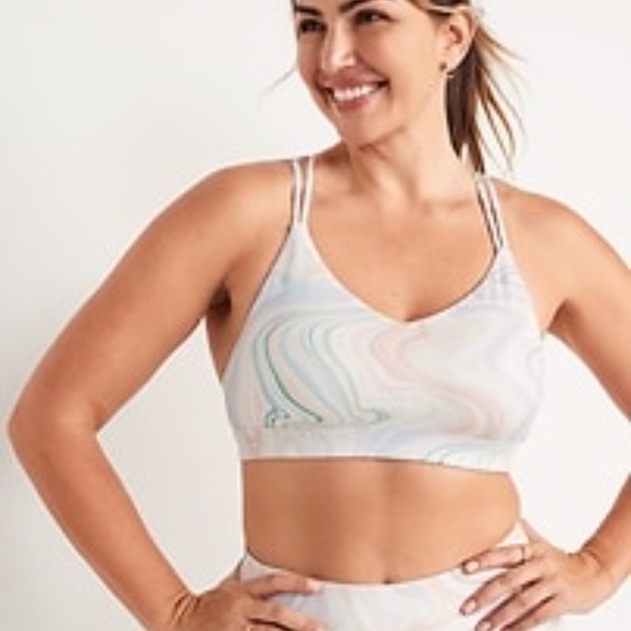 2/$20 NEW Old Navy Swirl Pop strappy light support sports bra Large - Picture 1 of 5